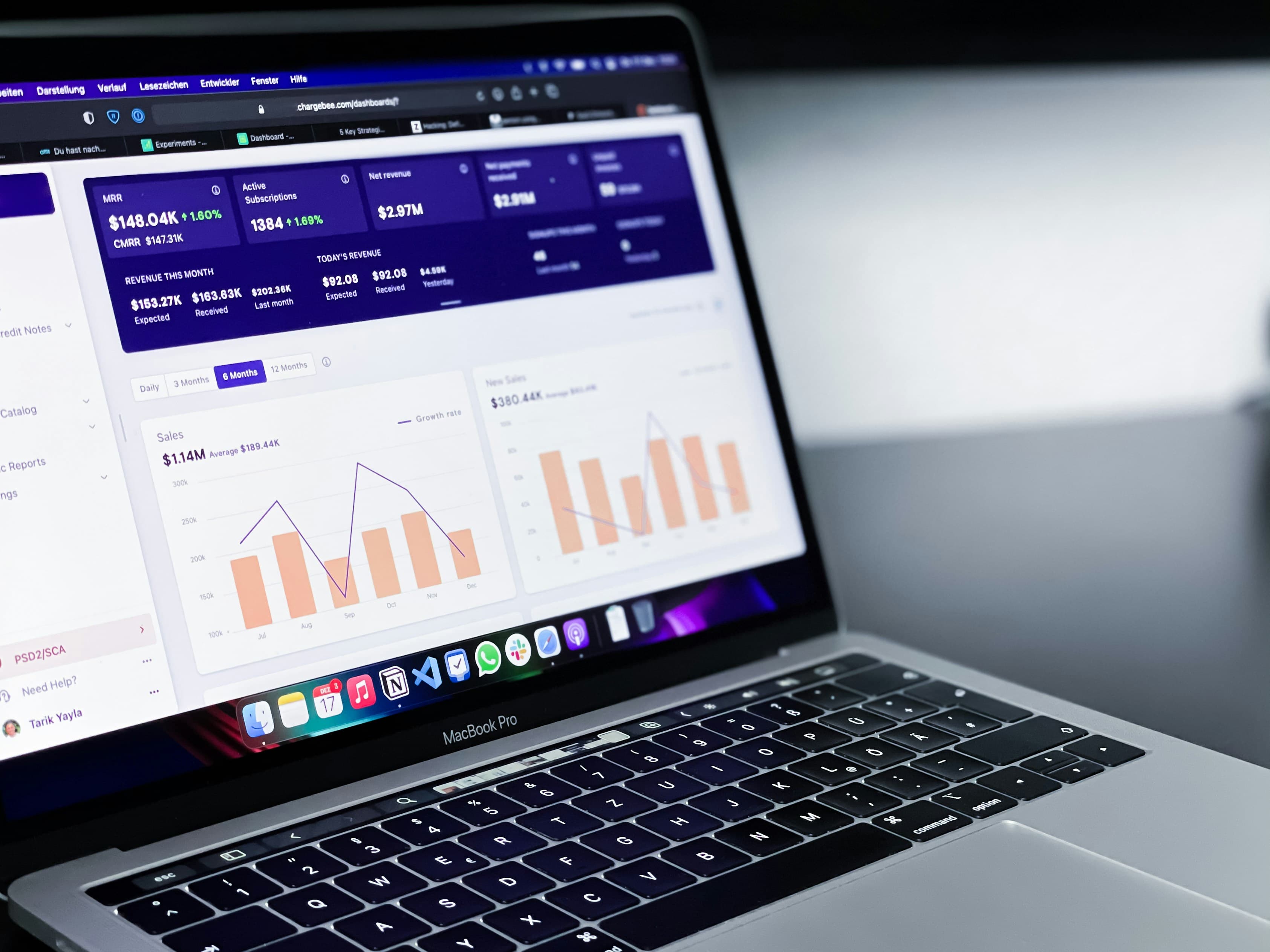 Restaurant manager reviewing chain analytics